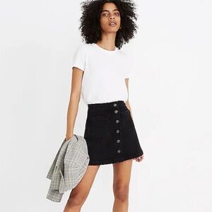 Madewell Black Button-Front Denim Mini Skirt